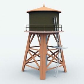 Old Water Tower Steel Frame 3d model