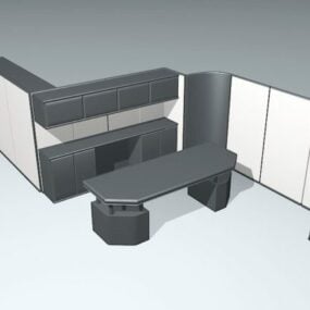 Open Office Space With Cabinet 3d model