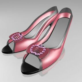 Open Toe High Heel Shoes 3d model