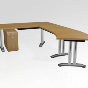 Офісний робочий стіл L-подібної форми 3d модель