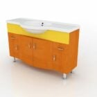 オレンジ色の洗面化粧台