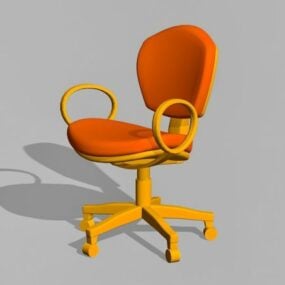 Modelo 3d de cadeira de rodas de escritório laranja