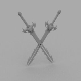 Twin Medieval Sword Weapon 3D-malli