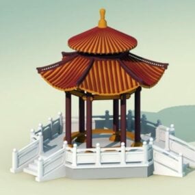 東洋の中国庭園のガゼボ 3D モデル