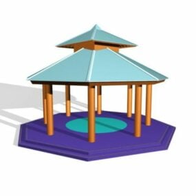 Gazebo Taman Luar Ruang Lowpoly Model 3d