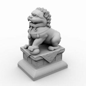 Stone Temple Lion 3d model