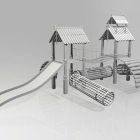 Kids Outdoor Sand Pit Playground 3d model