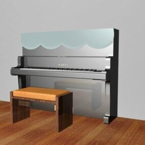 Piano With Bench Chair 3d model