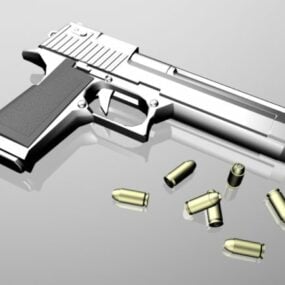 Pistol Gun And Bullets 3d-modell