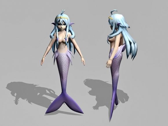 Beauty Anime Mermaid Free 3d Model - .3ds, .Max - Open3dModel