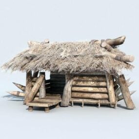 Primitive Old Log Cabin 3d model