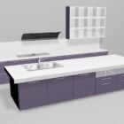 Purple Kitchen Cabinets with Island