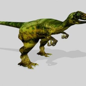 3д модель бегущей позы динозавра-раптора