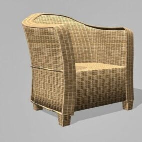 ラタンバレルチェア家具3Dモデル