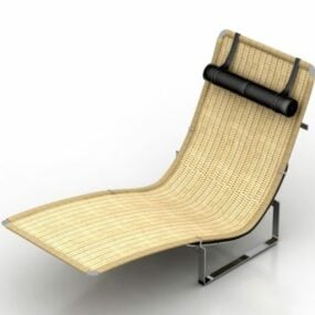 Rattan Wicker Chaise Lounge Chair 3D-malli