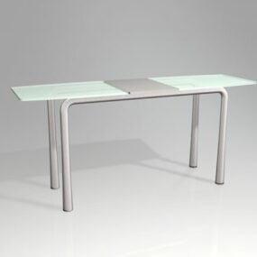 Table à manger rectangulaire avec plateau en verre modèle 3D