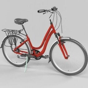 نموذج دراجة كلاسيكية حمراء ثلاثية الأبعاد