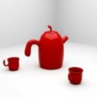 Juego de té de cerámica roja