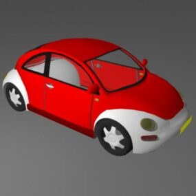Modelo 3d de estilo de dibujos animados de coche cupé rojo