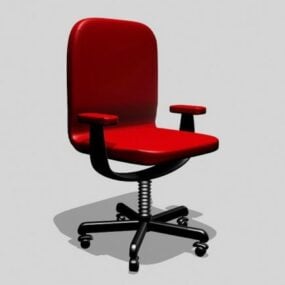 Red Leather Desk Chair 3d model
