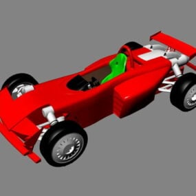 Rotes F1-Auto Low Poly 3D-Modell