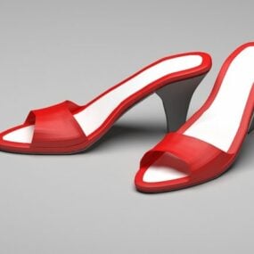 Rode hoge hak pantoffels 3D-model