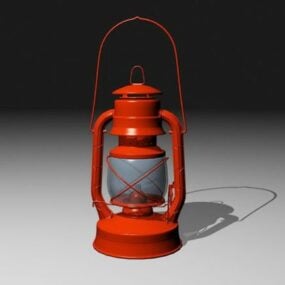 3D model červené petrolejové olejové lampy