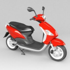 Modelo 3d de scooter ciclomotor vermelho