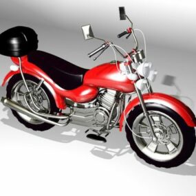 Red Classic Motorcycle 3d model