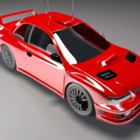 Modelo 3d del alerón trasero del coche de carreras rojo