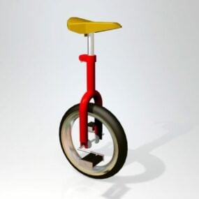 نموذج الدراجة الهوائية الأحادية العجلة الحمراء ثلاثي الأبعاد