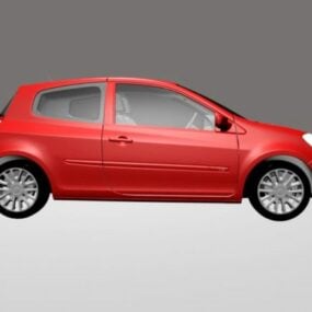 Mô hình 3d xe thể thao Renault Clio màu đỏ
