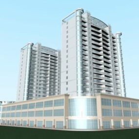 Immeuble de grande hauteur complexe résidentiel modèle 3D