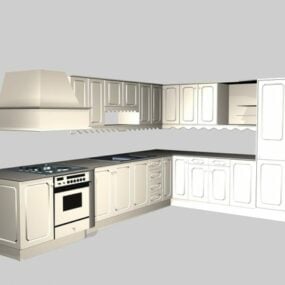 复古小厨房橱柜3d模型