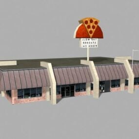 نموذج مطعم ريترو بيتزا ثلاثي الأبعاد