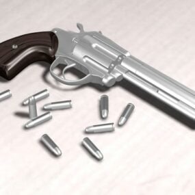 Revolver pistol med kugler 3d-model