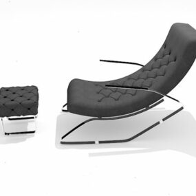 Zwarte fauteuil met poef 3D-model