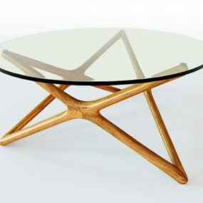 3д модель минималистичного деревянного стола с полкой
