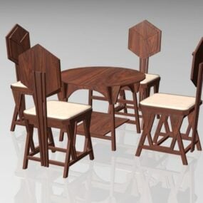 Rustieke eetkamerstoel tafelset 3D-model