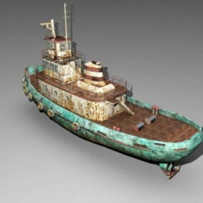 古い錆びたタグボート3Dモデル