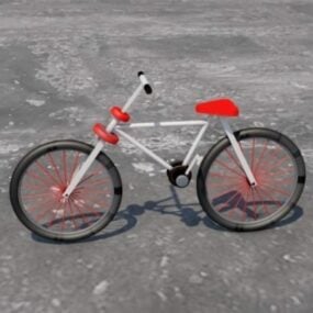 简单的自行车白色3d模型