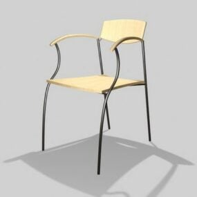 Simple Dining Chair Wood Pad 3d model