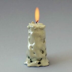 Old Burning Candle 3d model