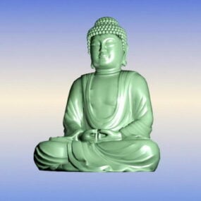 Siddende Buddha-statue Jade-materiale 3d-model