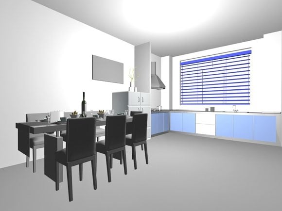 Petite cuisine d'appartement avec des meubles