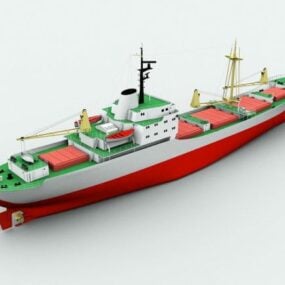 Modelo 3D de navio de pesca rústico