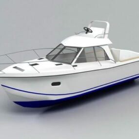 White Speed Boat 3d model