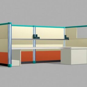 Small Office Cubicle Low Poly 3d model