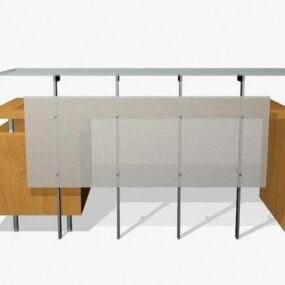 Office Reception Desk With Storage Cabinet 3d model