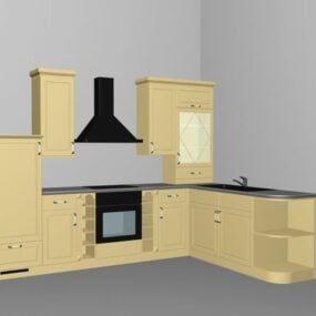 Modello 3d di piccola cucina rustica